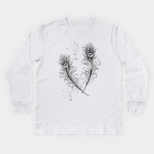 Peacock Feathers Kids Long Sleeve T-Shirt